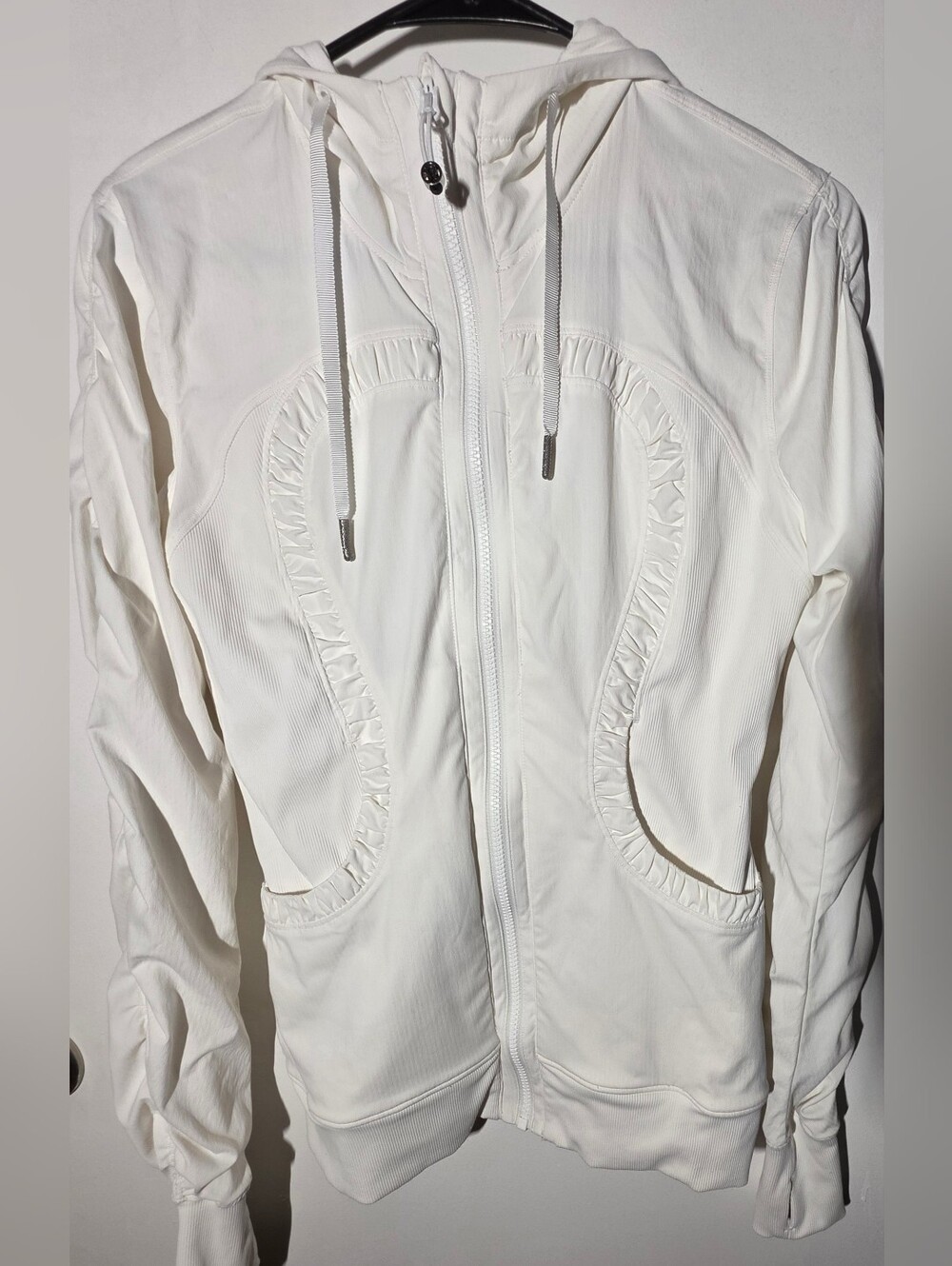 lululemon athletica Off-White Hooded Zip Bomber Jacket